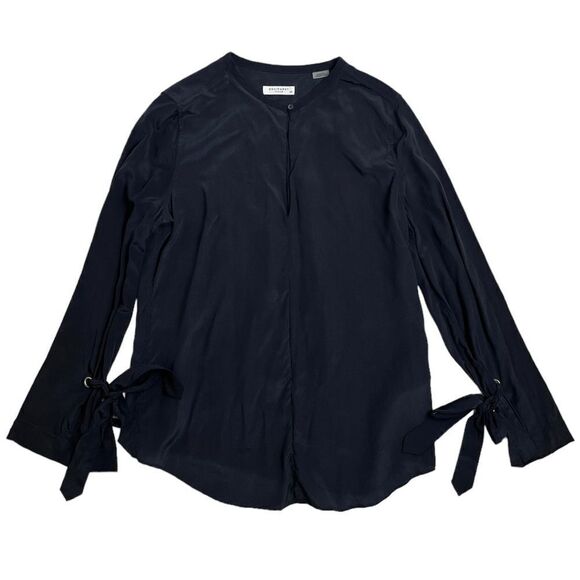 Equipment Femme Sayer Top Black Silk Blouse Long Sleeve Tie Keyhole Neck Small - Picture 1 of 9